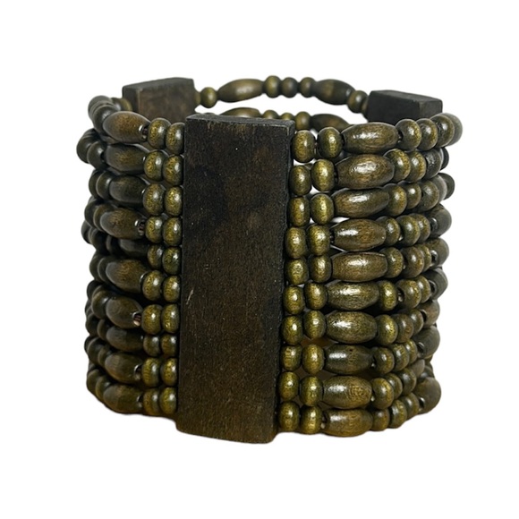 Jewelry - Wooden Beaded Wide Cuff Bracelet